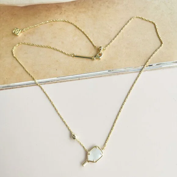 Kendra Scott Pickleball Necklace Ivory Mother-of-Pearl Gold - Picture 3 of 4